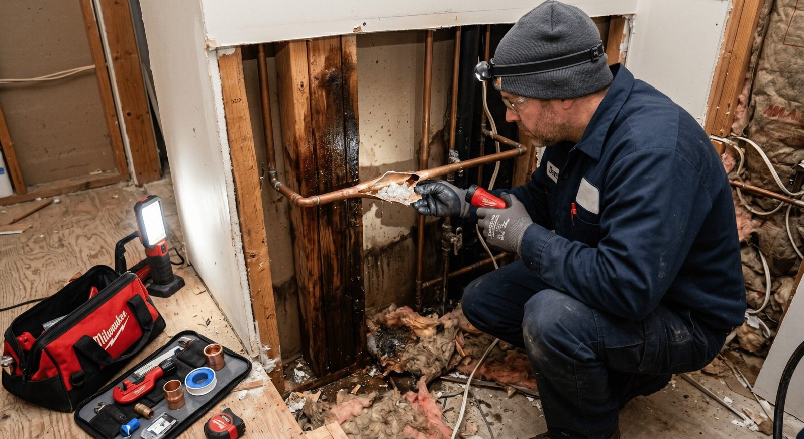 Licensed plumber performing a bathroom plumbing repair in Sandpoint ID